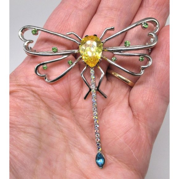 Dragonfly Silvertone Brooch Pin - Bug Insect Nature Jewelry Gift - Picture 6 of 8
